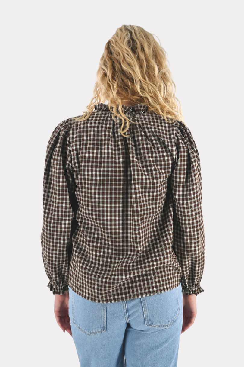 Check mate blouse - bruin - Fashiontiger 3