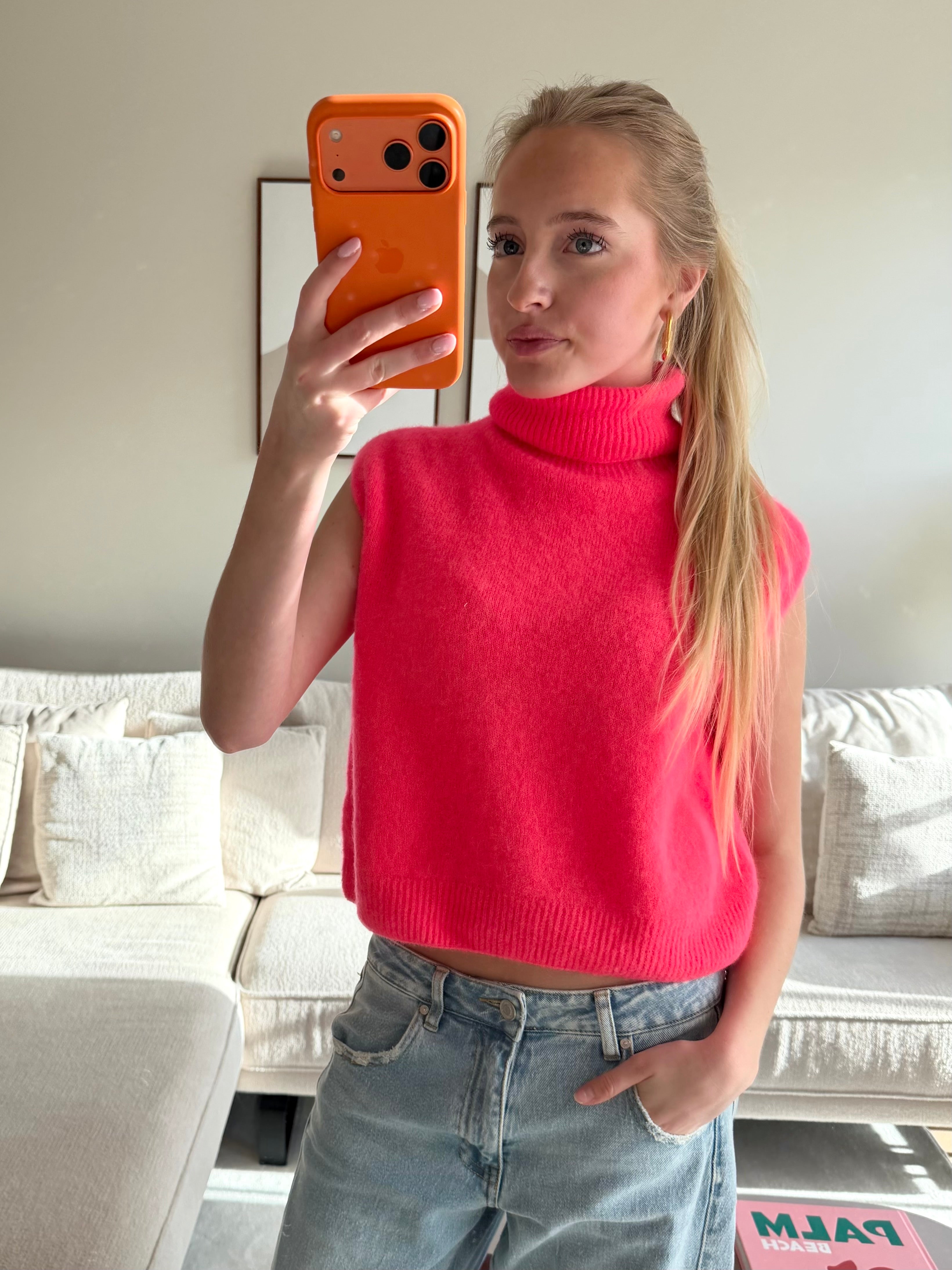 Cozy high knit - coral - Fashiontiger 4