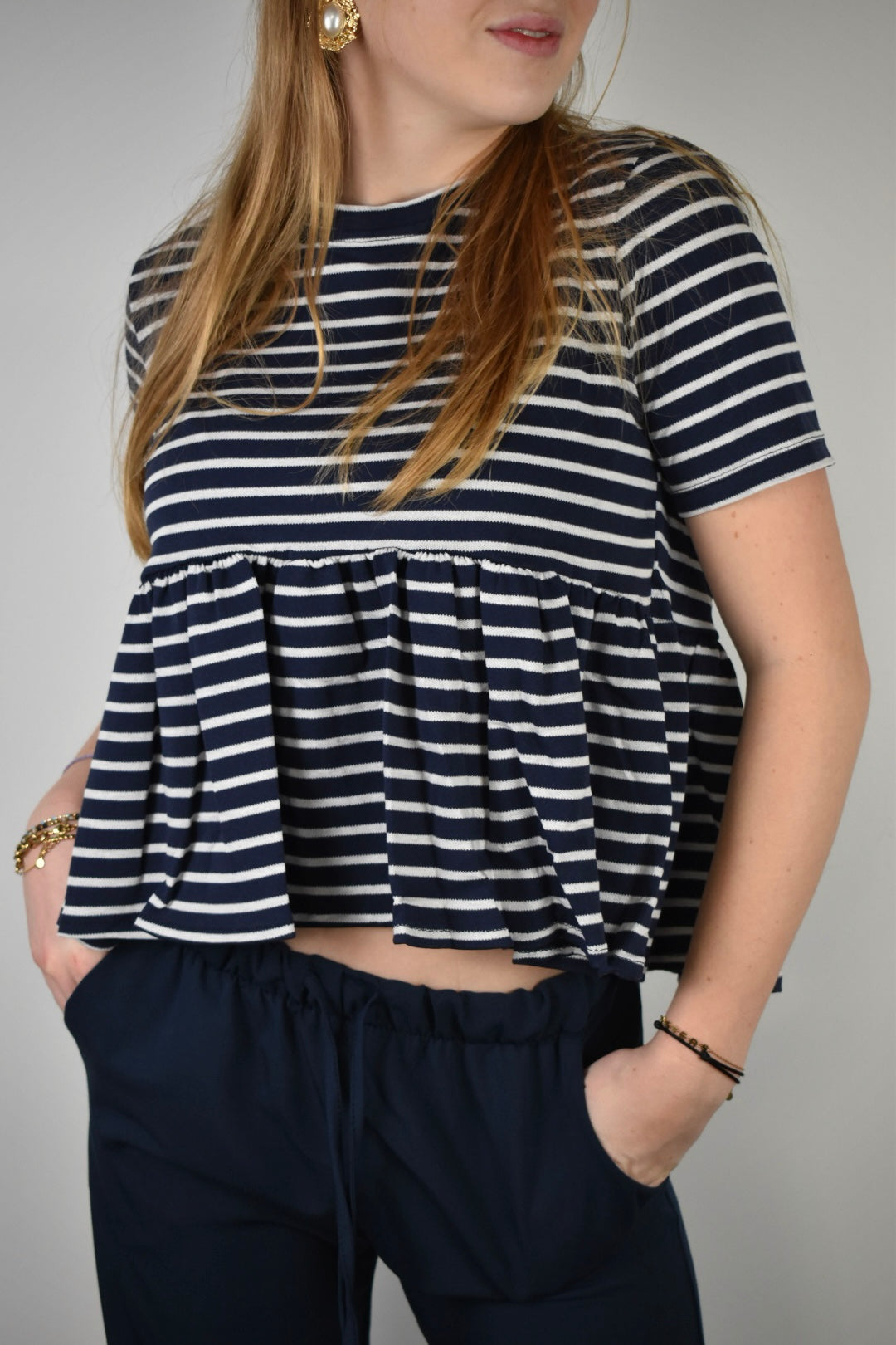 Striped top - white