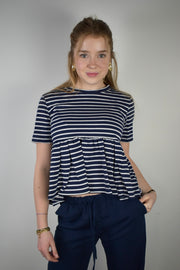 Striped top - navy/white