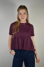 Striped top - navy/red