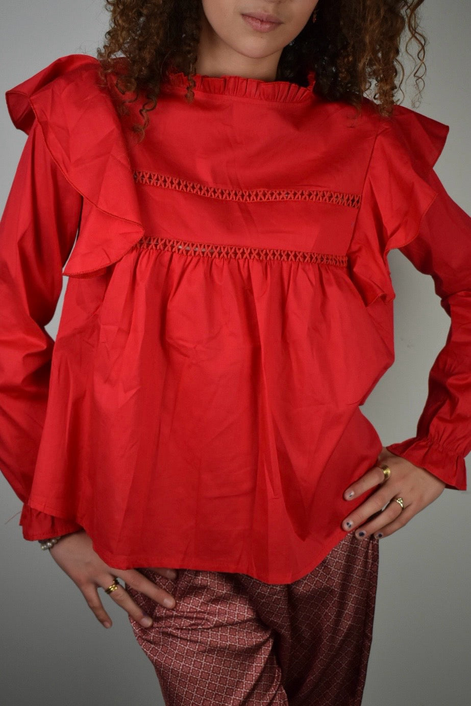 Ruffle blouse - rood