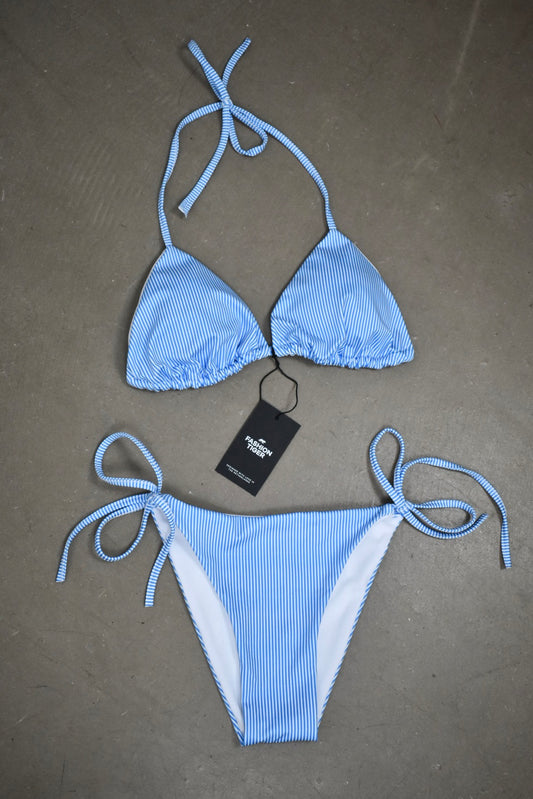 Striped bikini - blauw/wit
