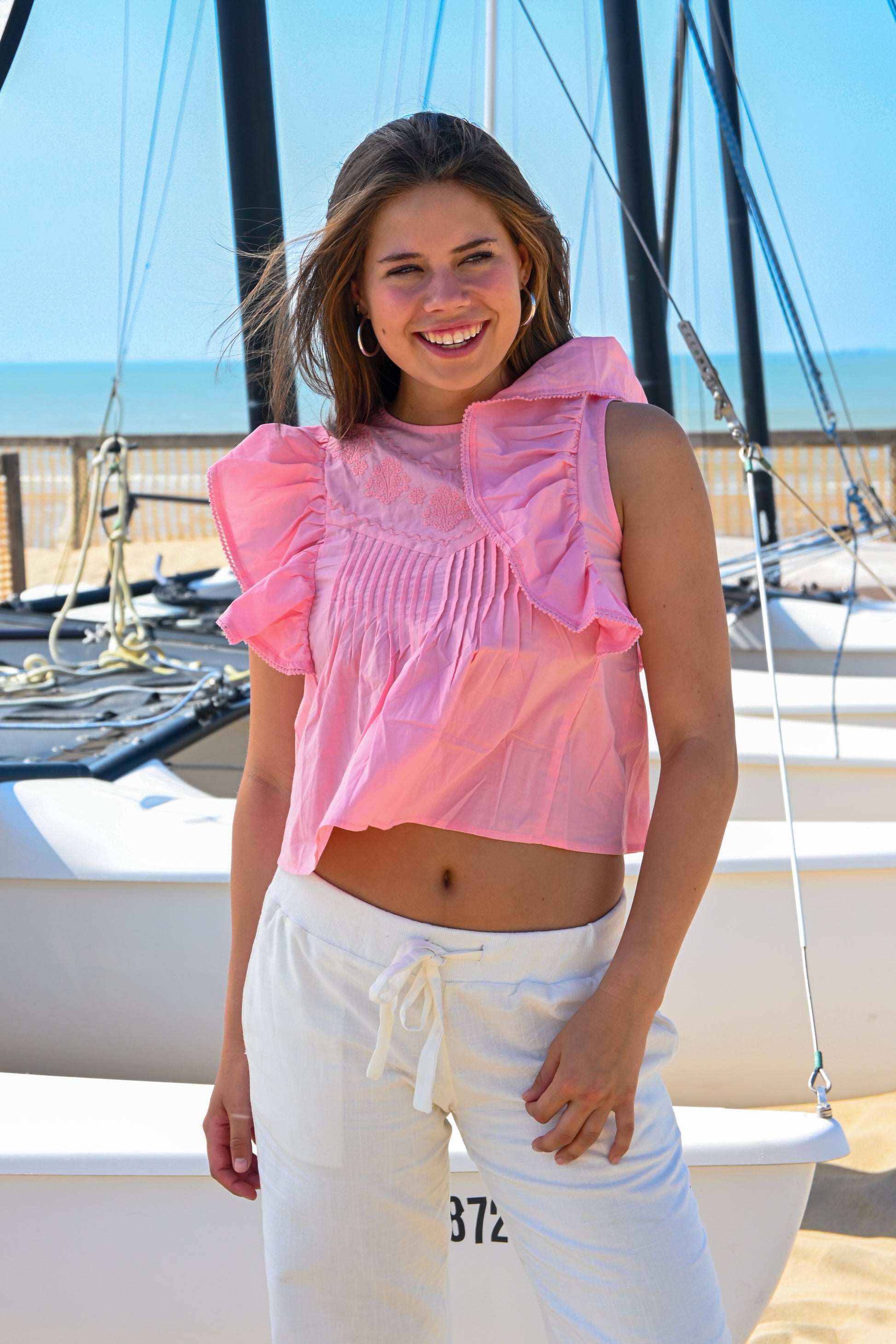 Blouse Tropicale - Rose Bébé