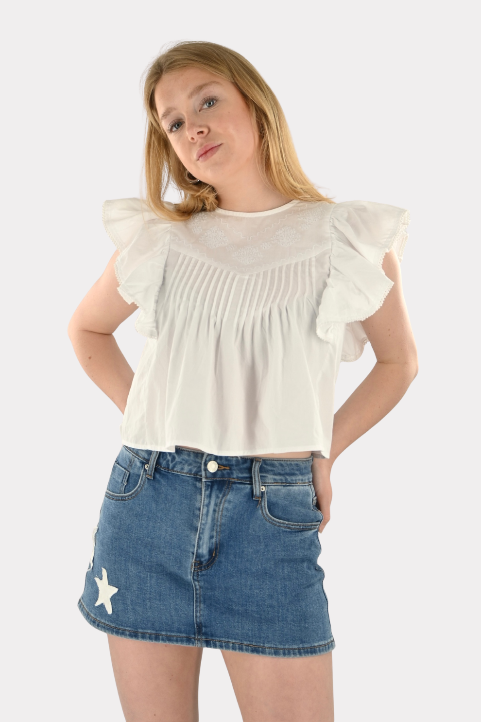 Denim star skort - blauw/wit - Fashiontiger 8