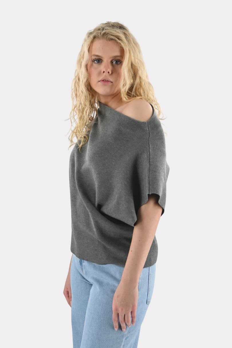 Dropped shoulder top - grijs - Fashiontiger 2
