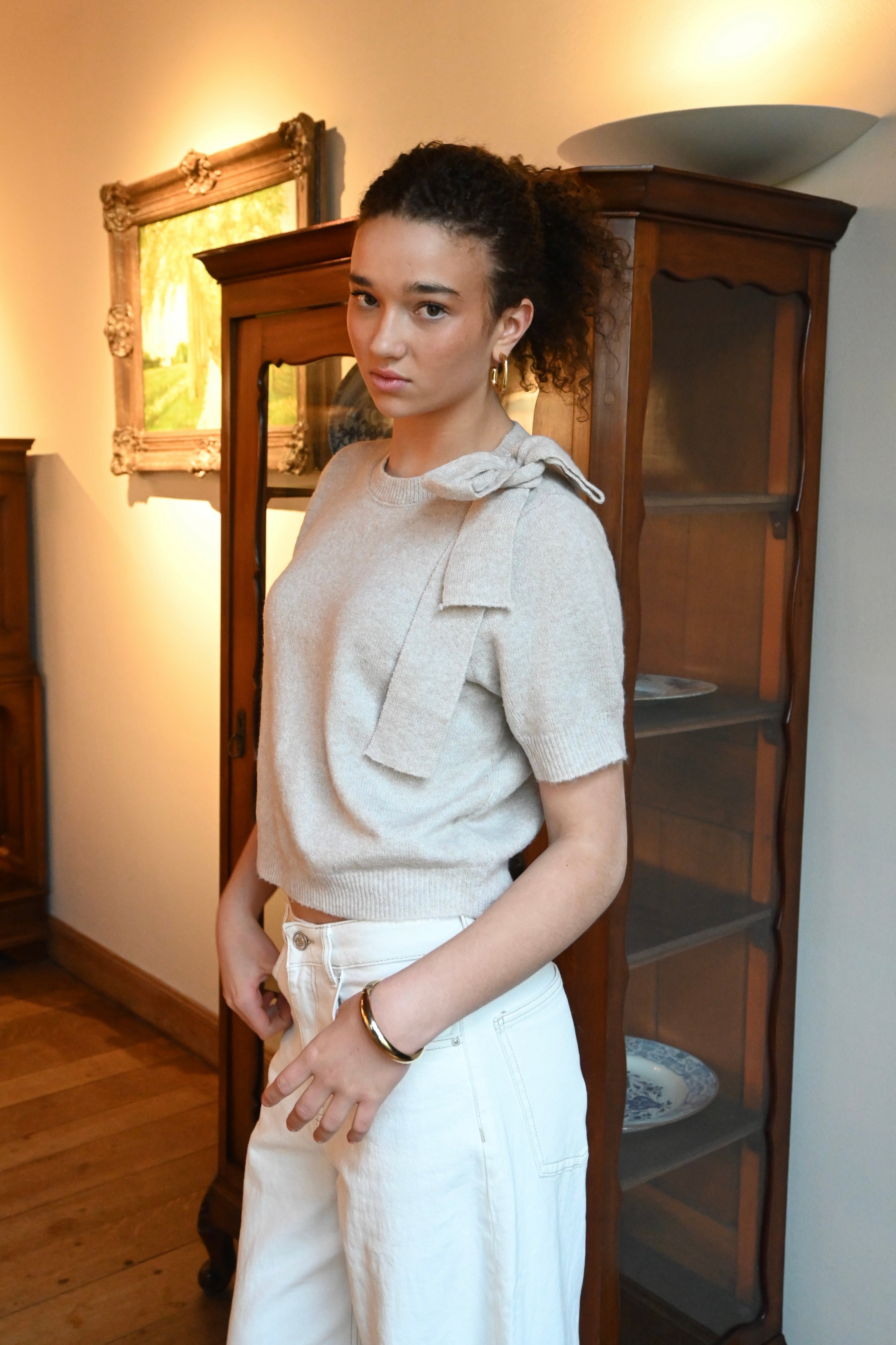 Bow side knit - taupe