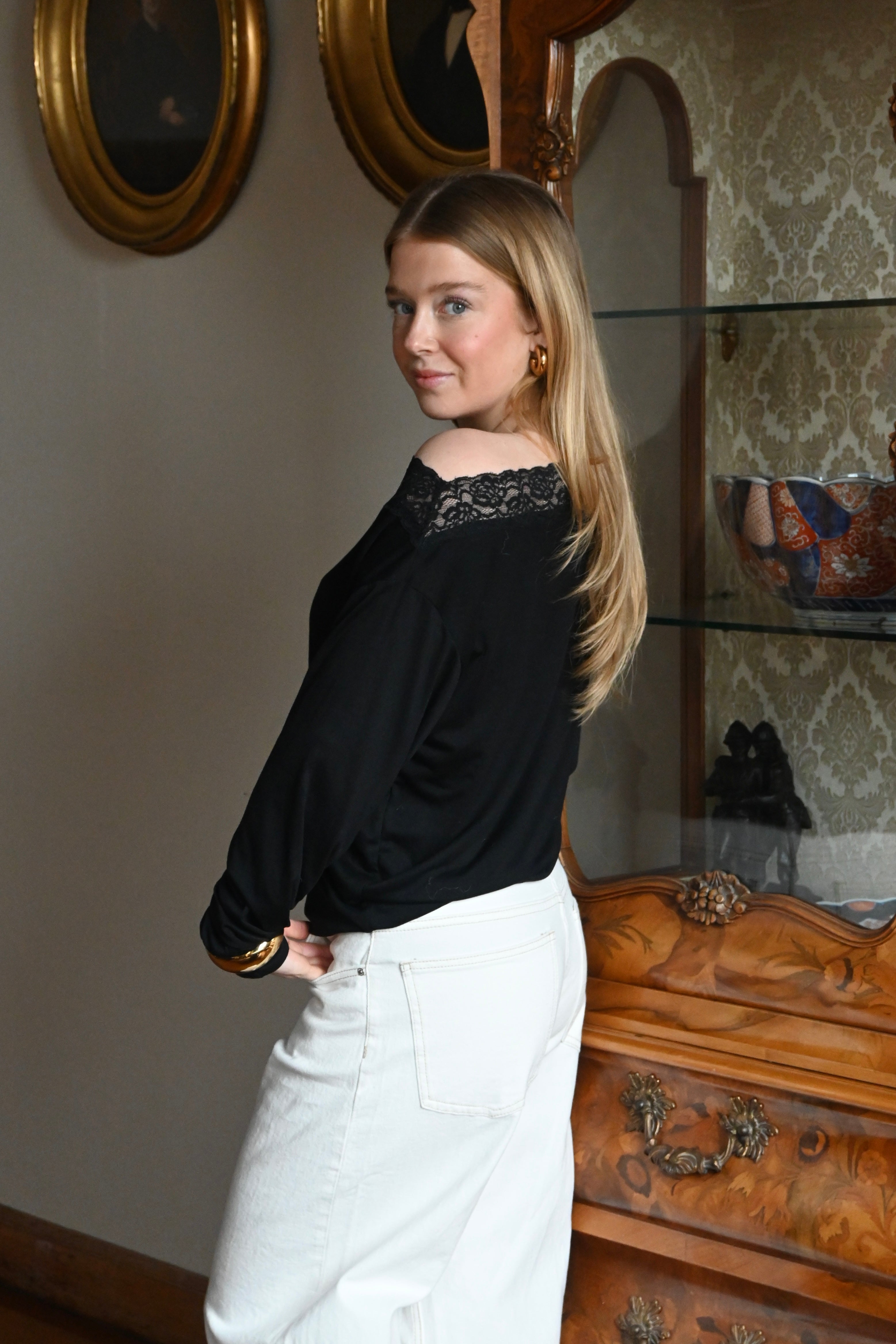 Michelle Spitzen-Top - Schwarz