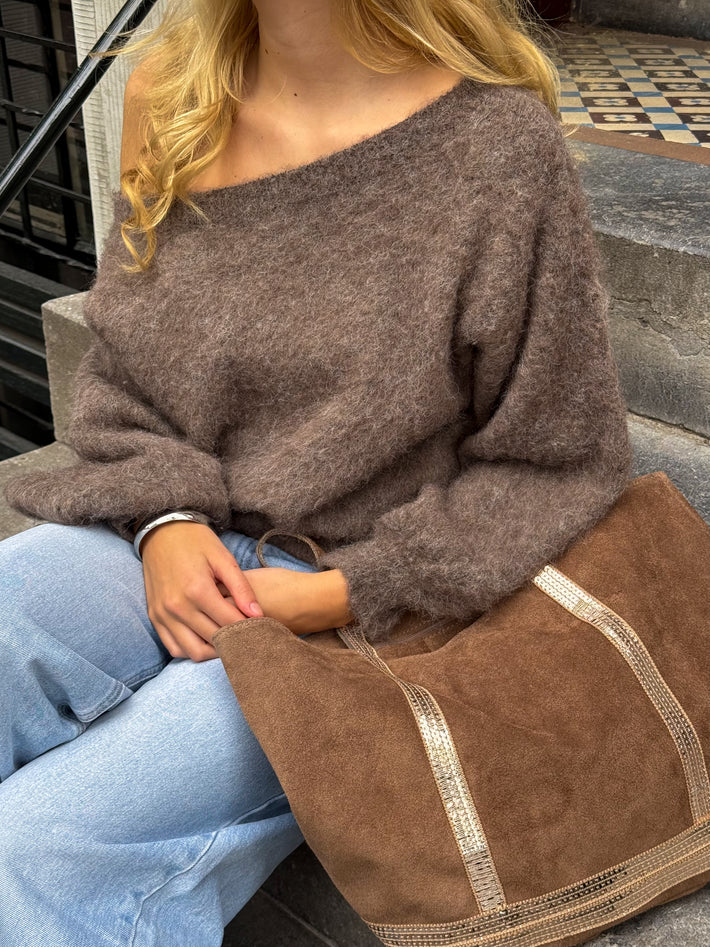 Trendige Tasche - Taupe/Gold