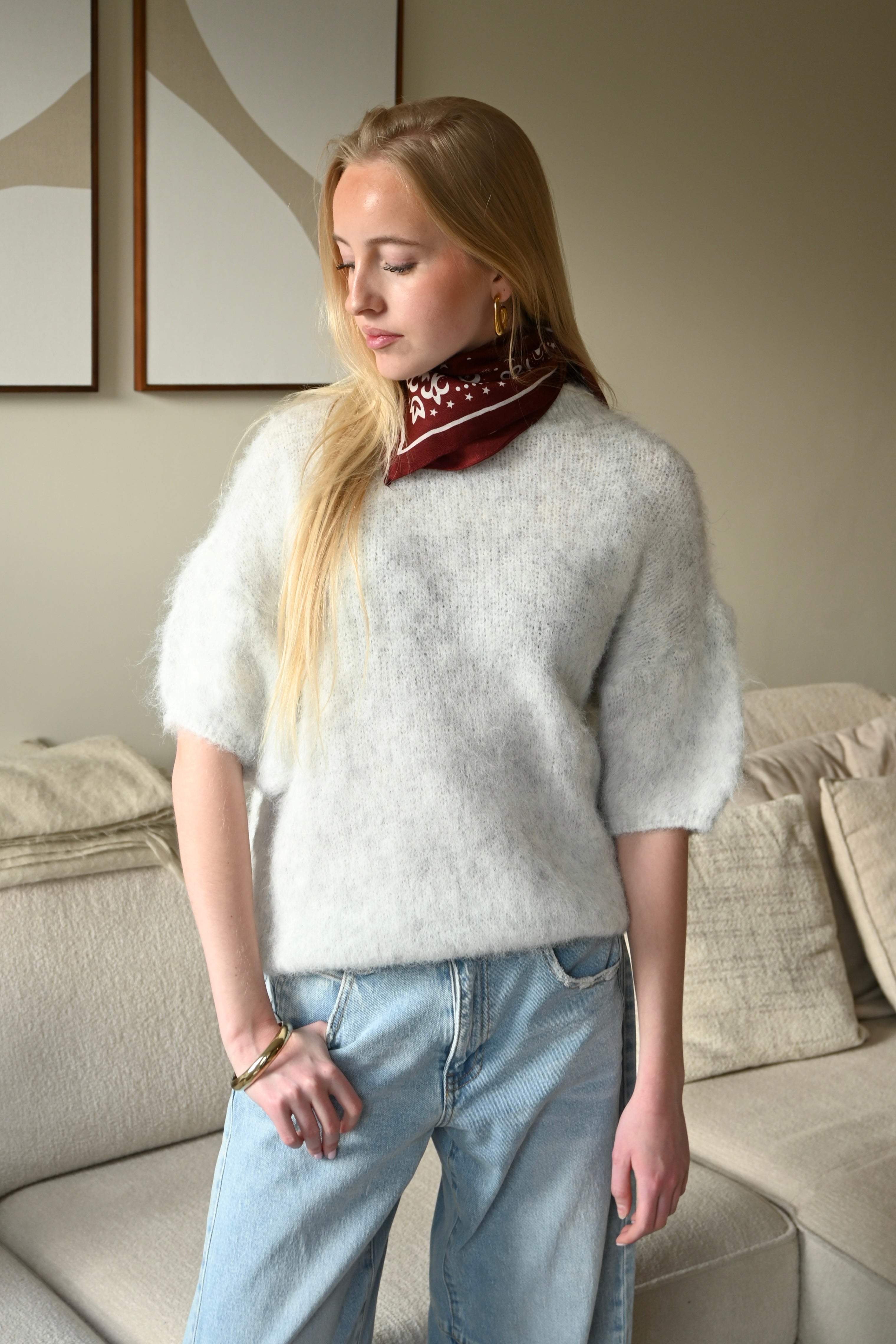 Faye knit short sleeve - grijs - Fashiontiger 2