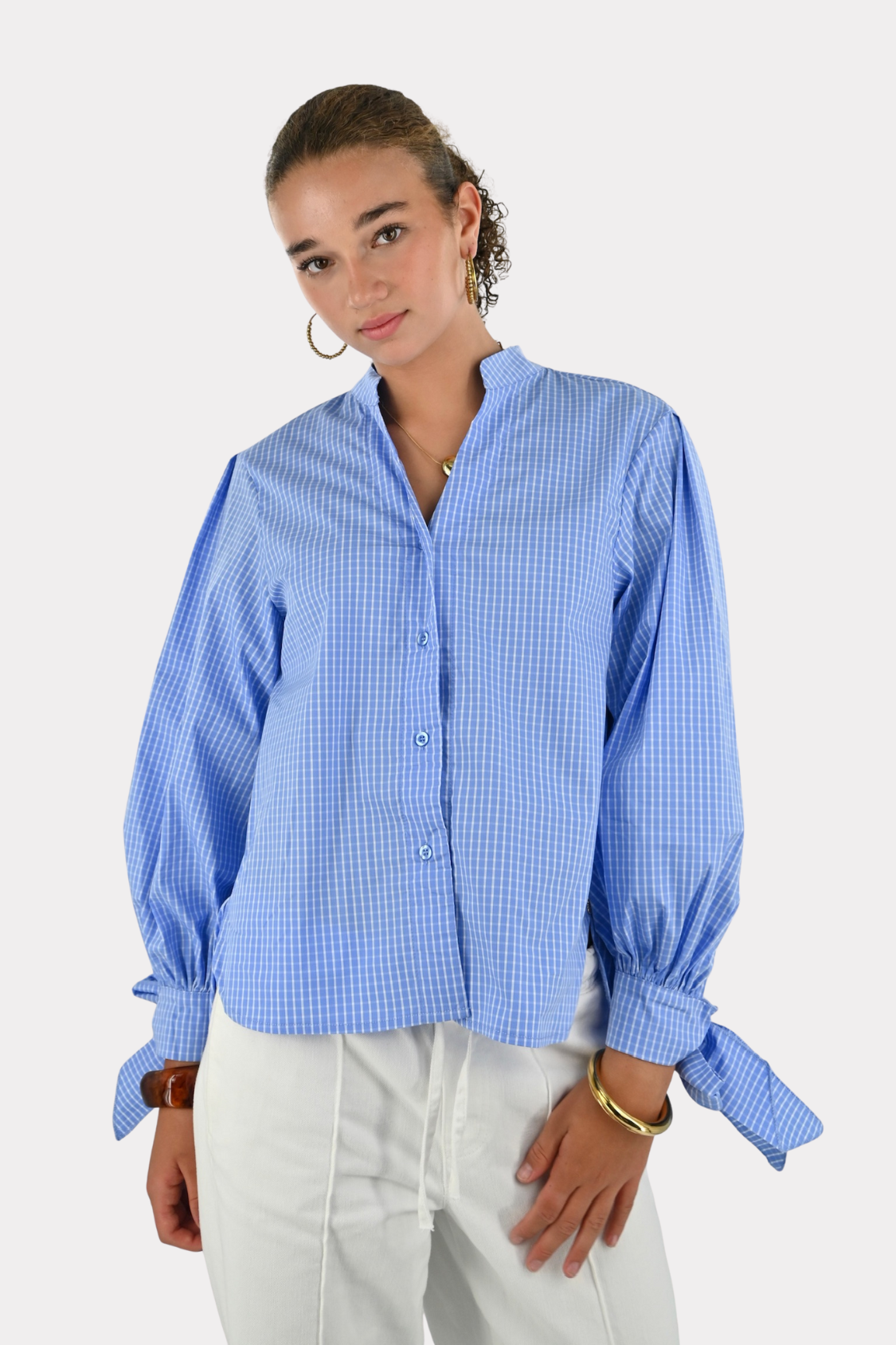 Floor blouse check - blauw