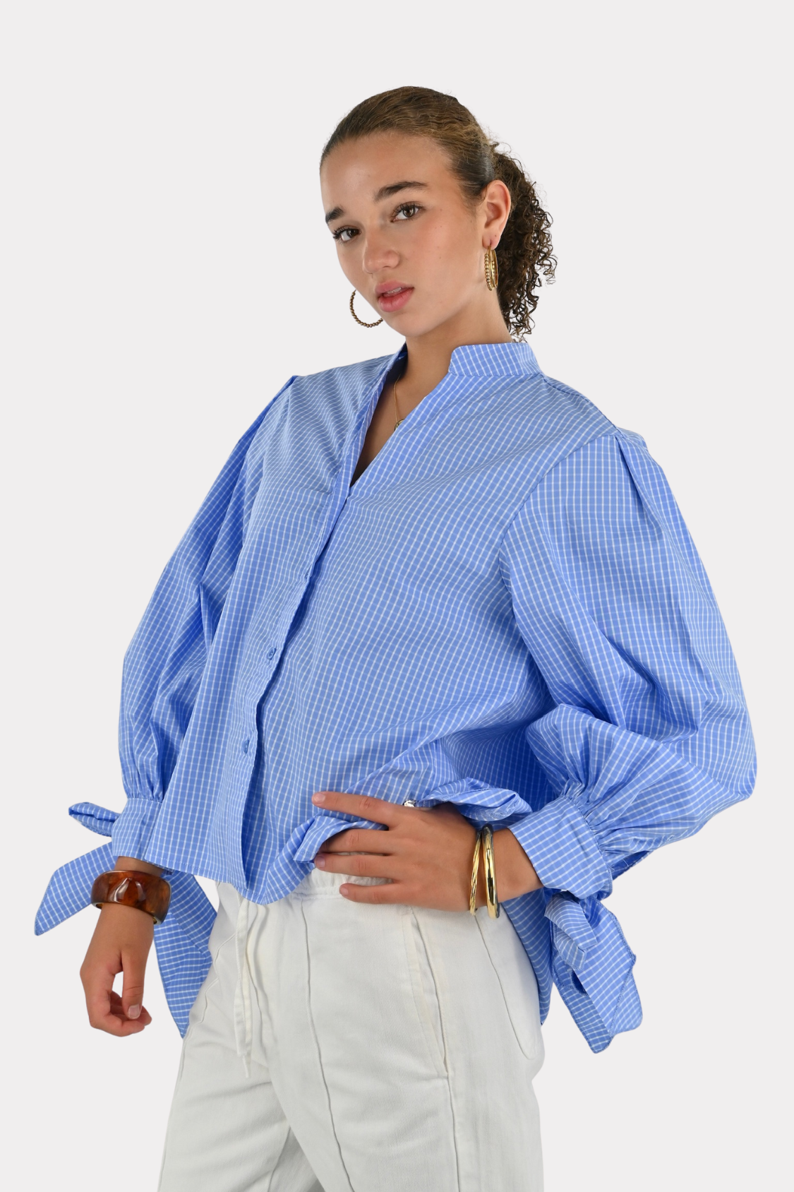 Floor blouse check - blauw - 1