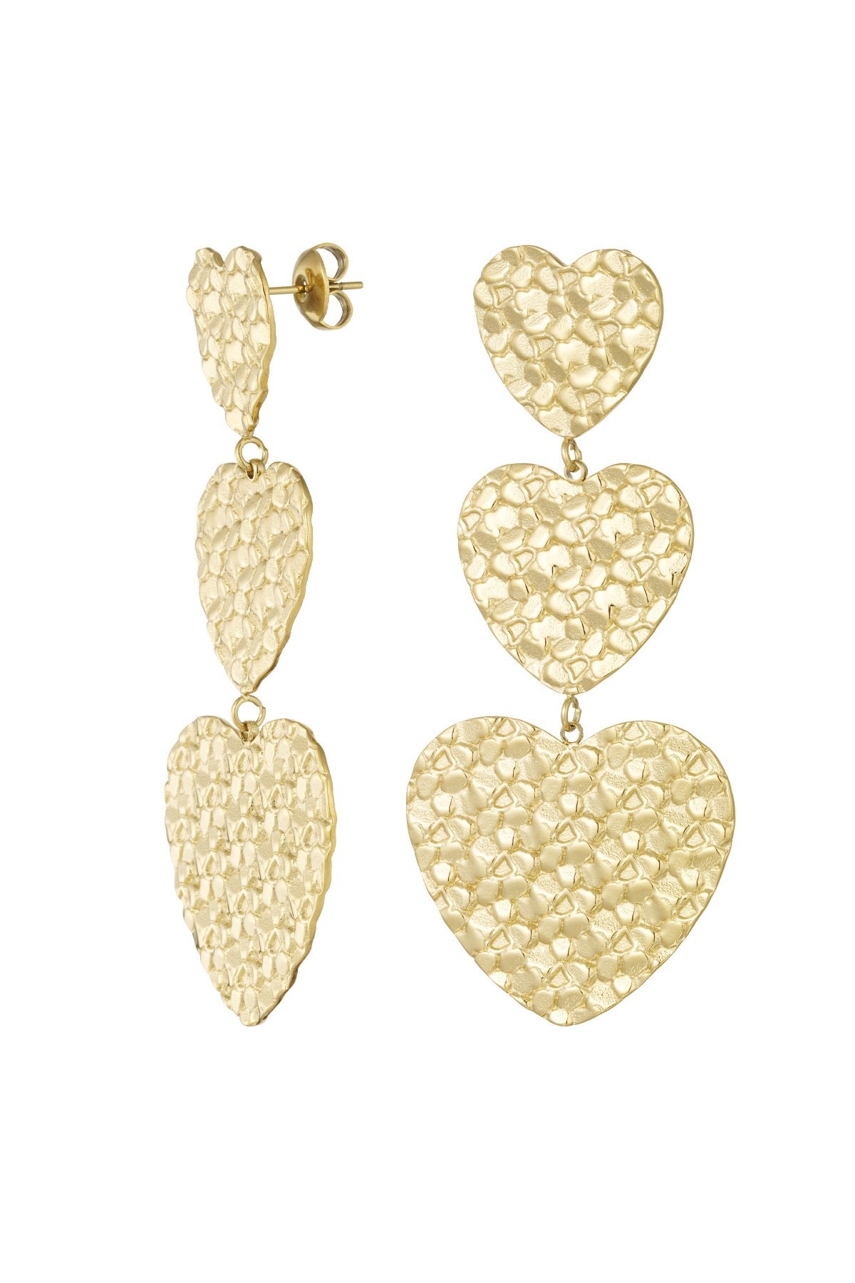 Structured hearts earrings - goud