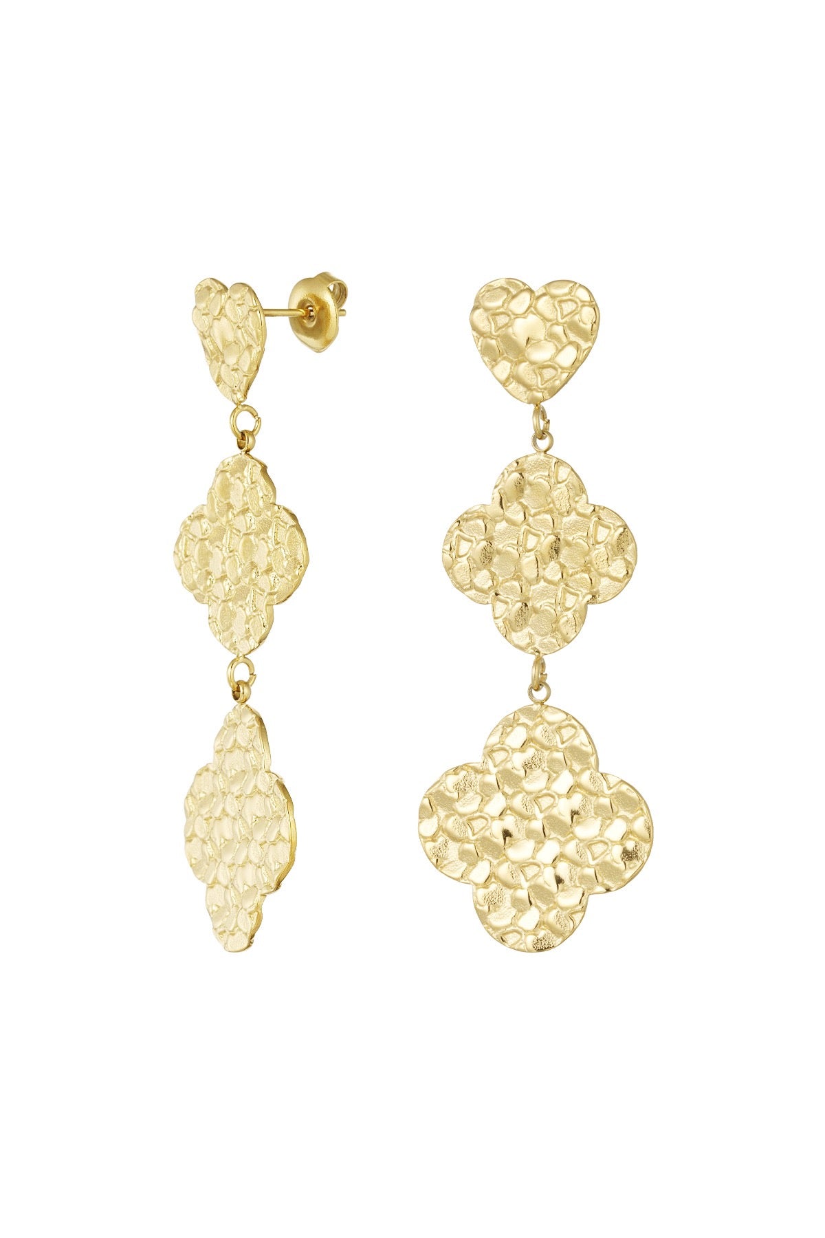 Structured clovers earrings - goud