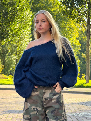 Maira off shoulder knit - navy