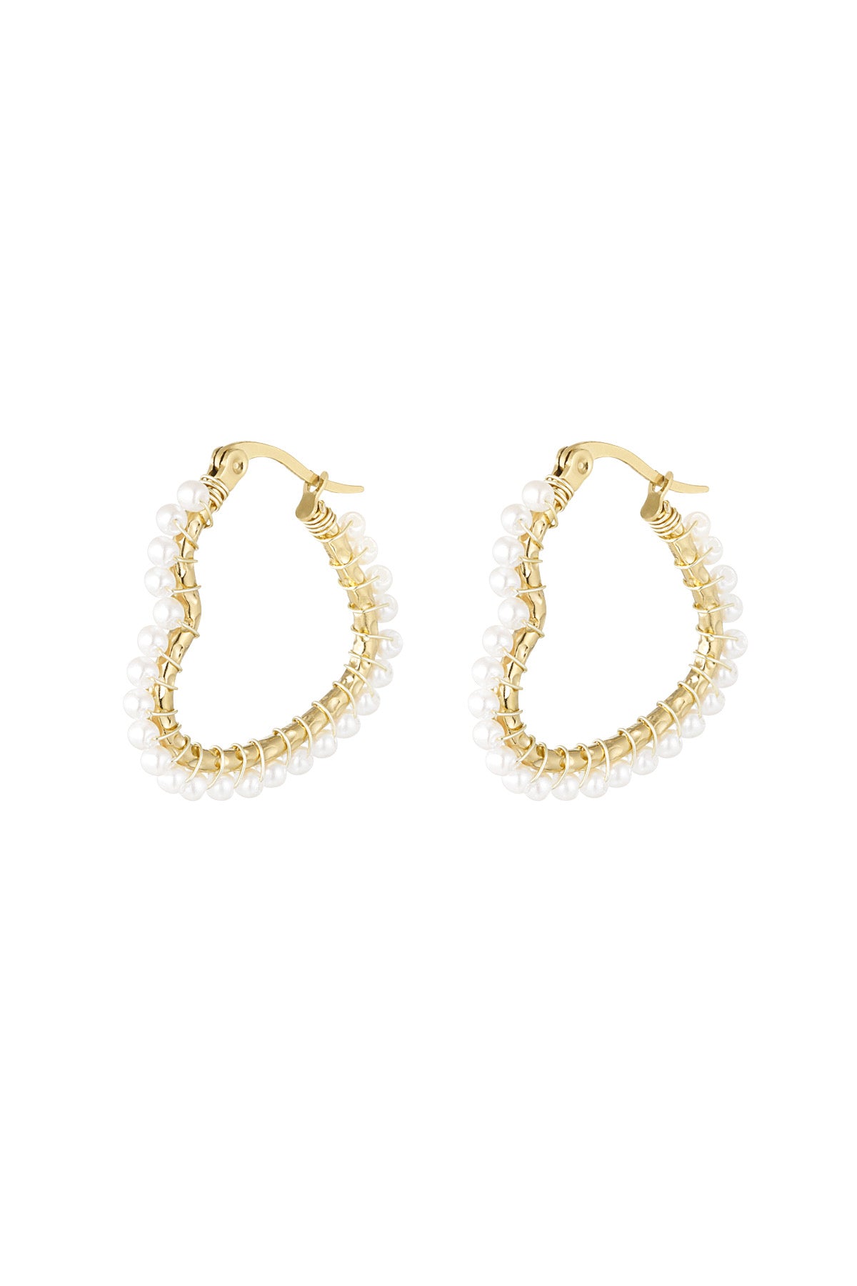 Pearly heart earrings - goud