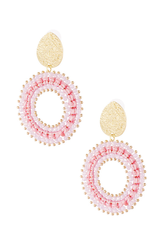 Madras earrings licht roze - goud