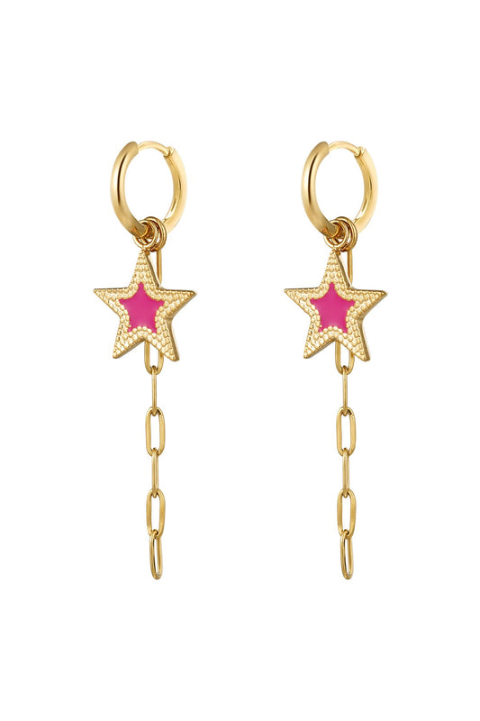Star dazzle award earrings roze - goud