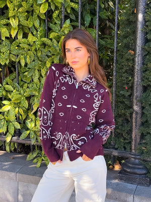 Aspen bandana zipper knit - bordeaux