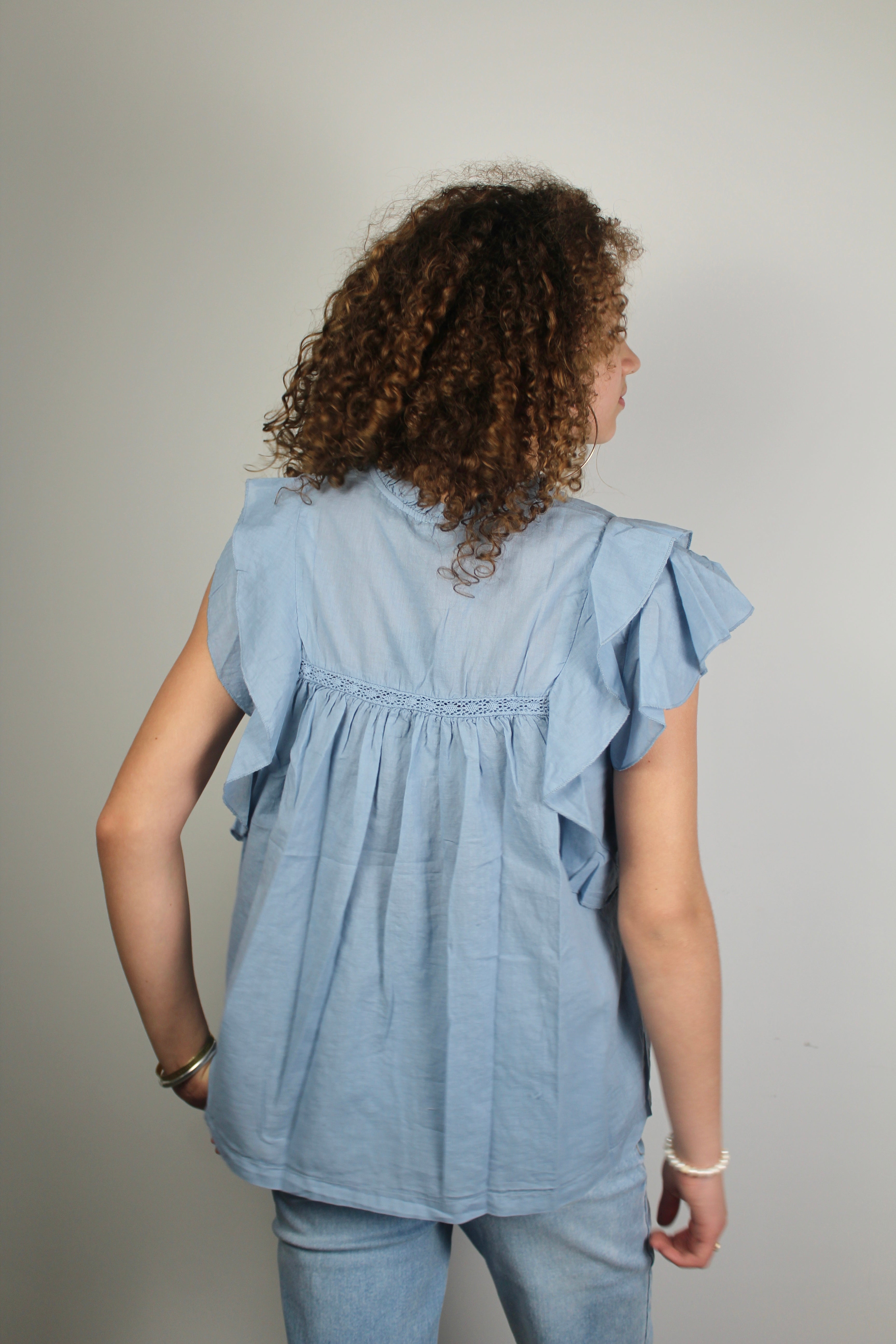 Pippa blouse short sleeve - blue