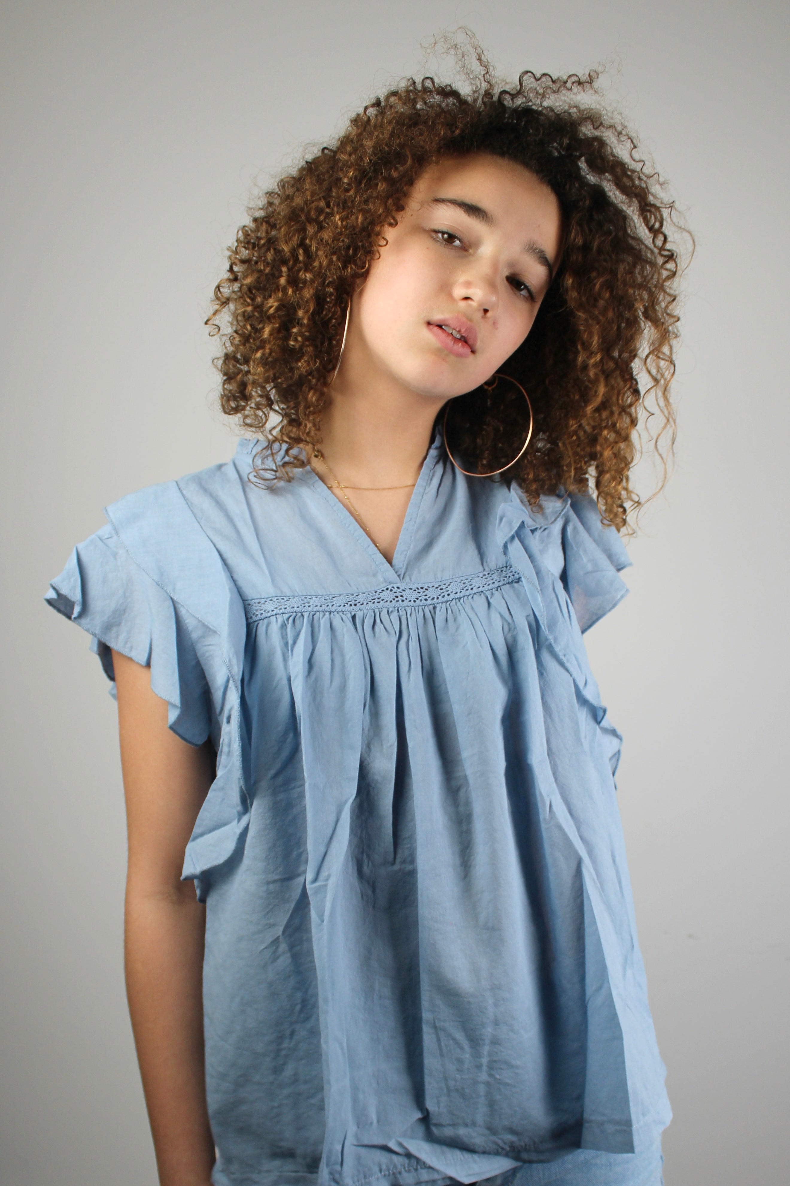 Pippa blouse short sleeve - blue