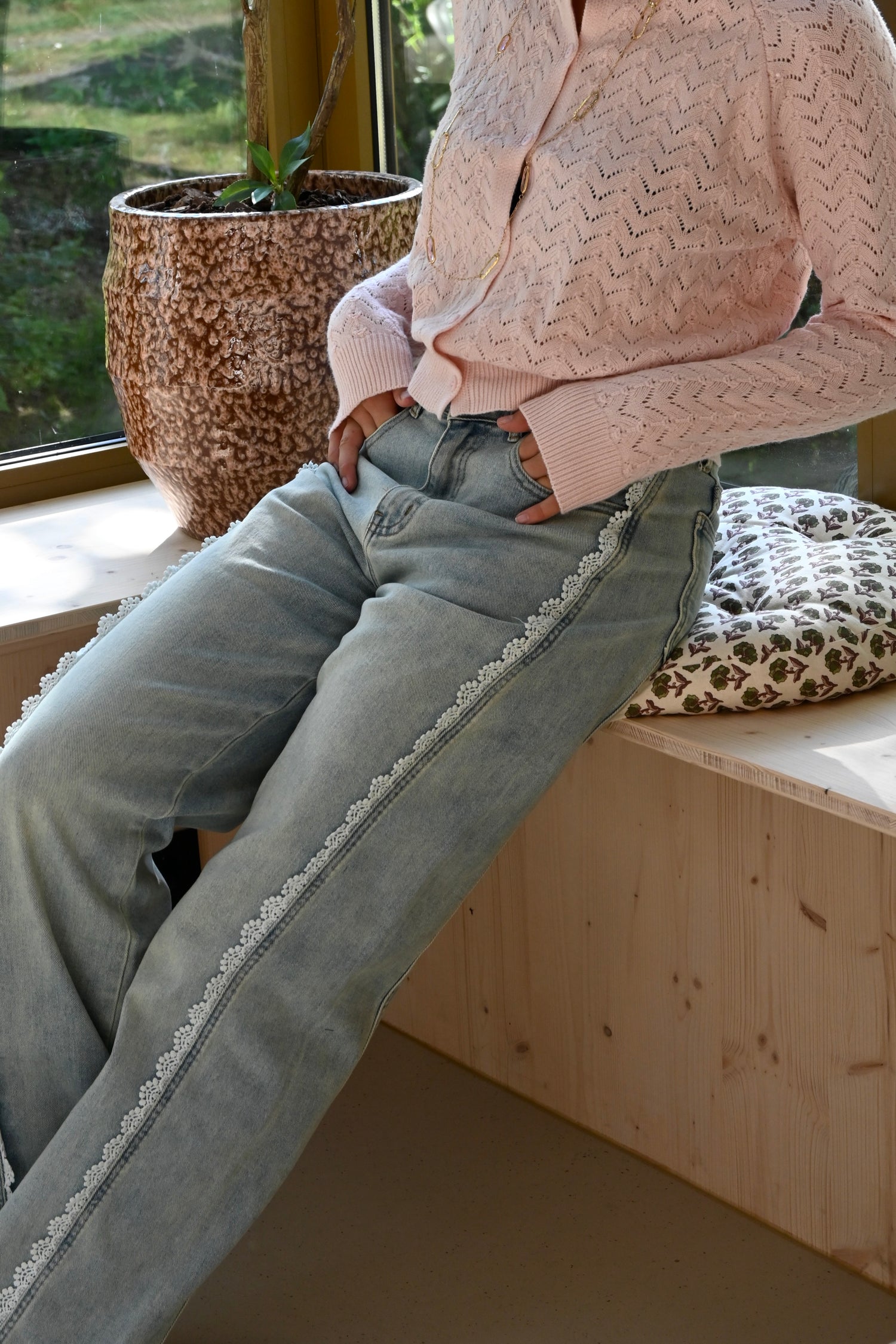 Lace side jeans - blauw - fashtiontiger 2