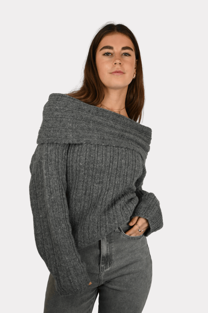 Maxime knit off shoulder - grijs - 4