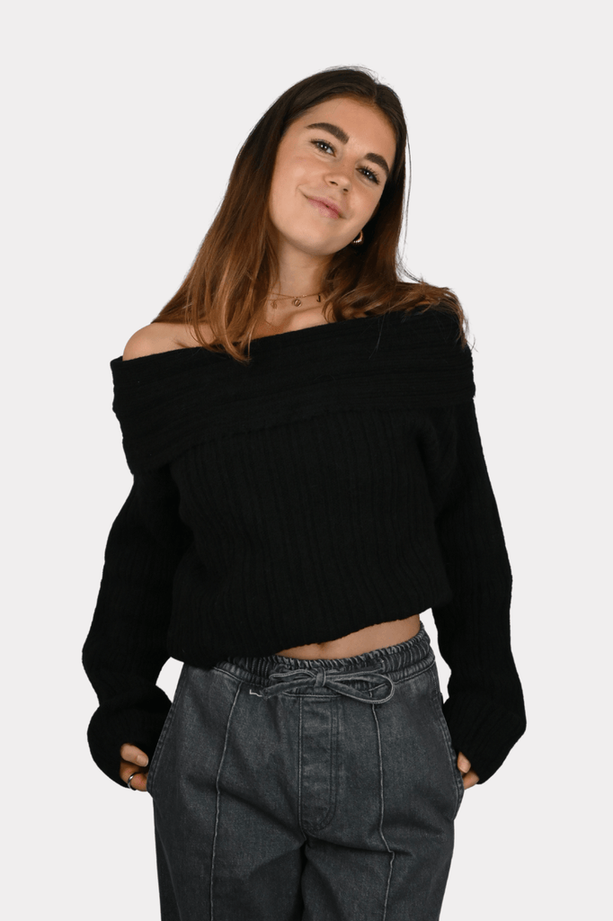 Maxime knit off shoulder - zwart - 2