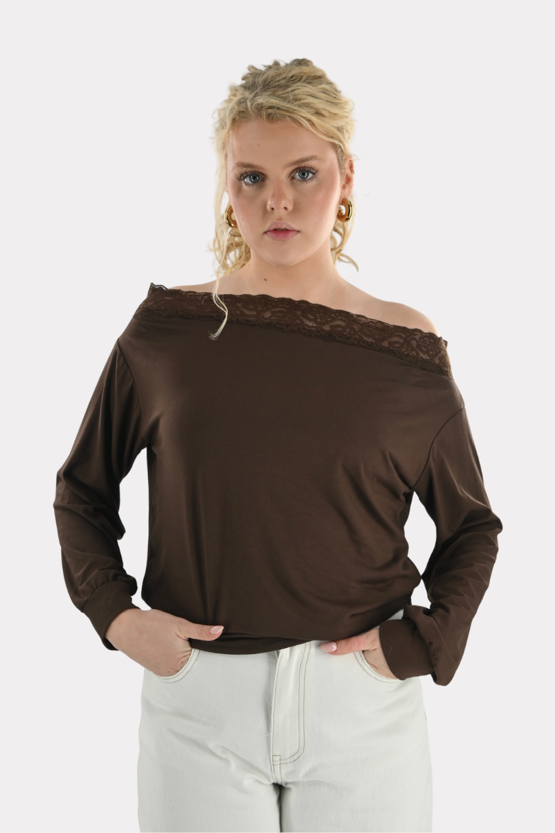 Michelle lace top - bruin - Fashiontiger 1