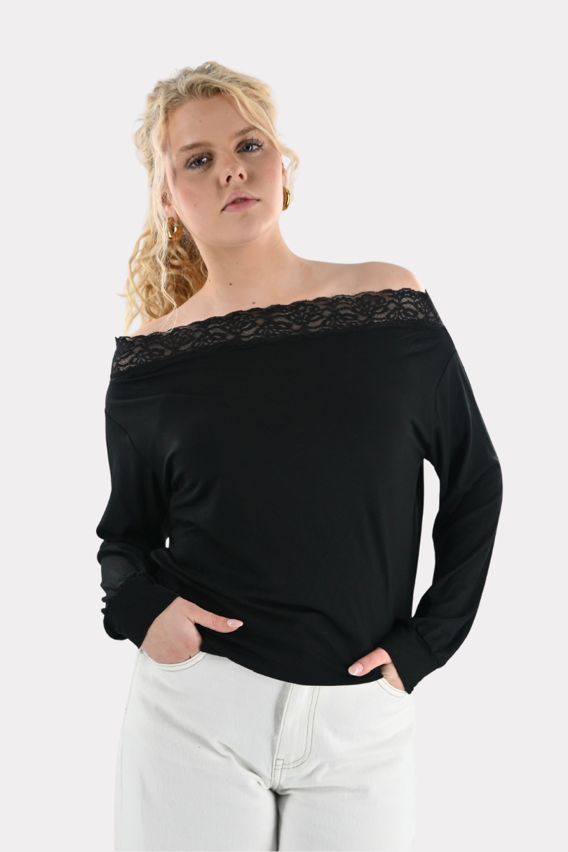 Michelle lace top - zwart - Fashiontiger 1