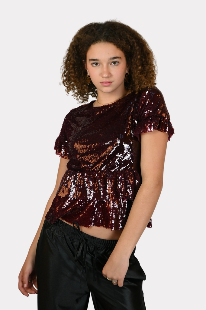 Mila sparkle top - bordeaux - 1