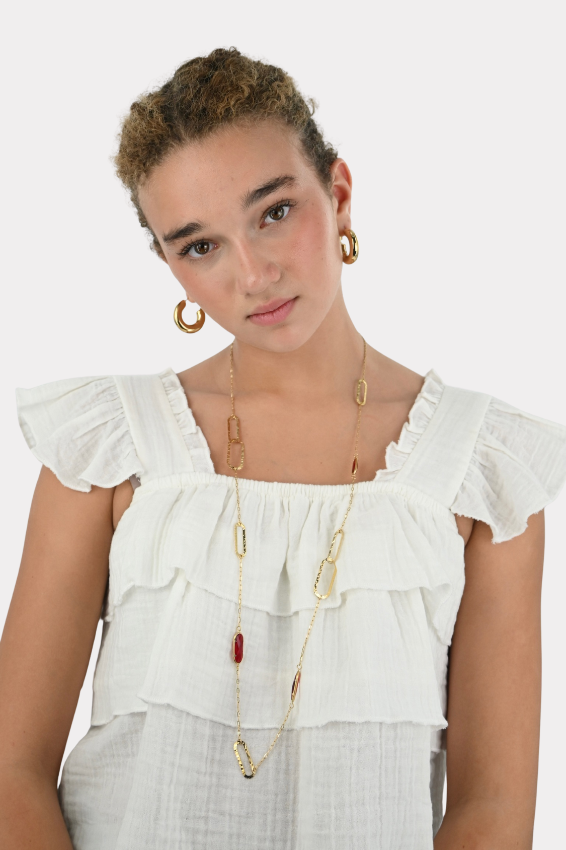 Mystery charm necklace - goud/rood