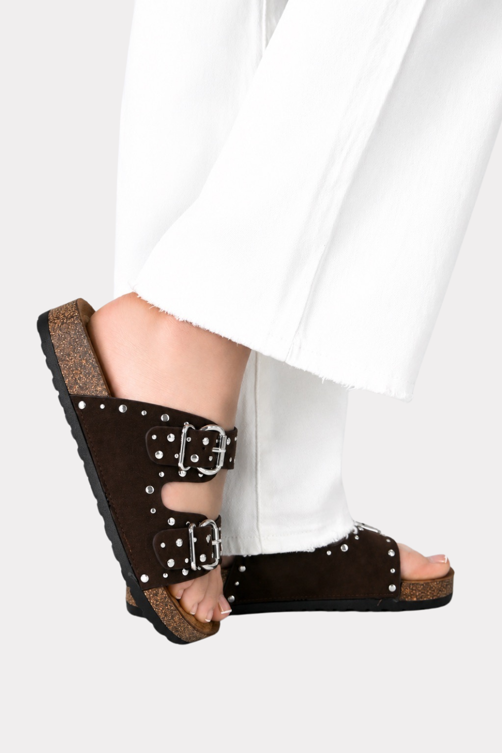 Quinty Sandalen mit Nieten - dunkelbraun - Fashiontiger 1