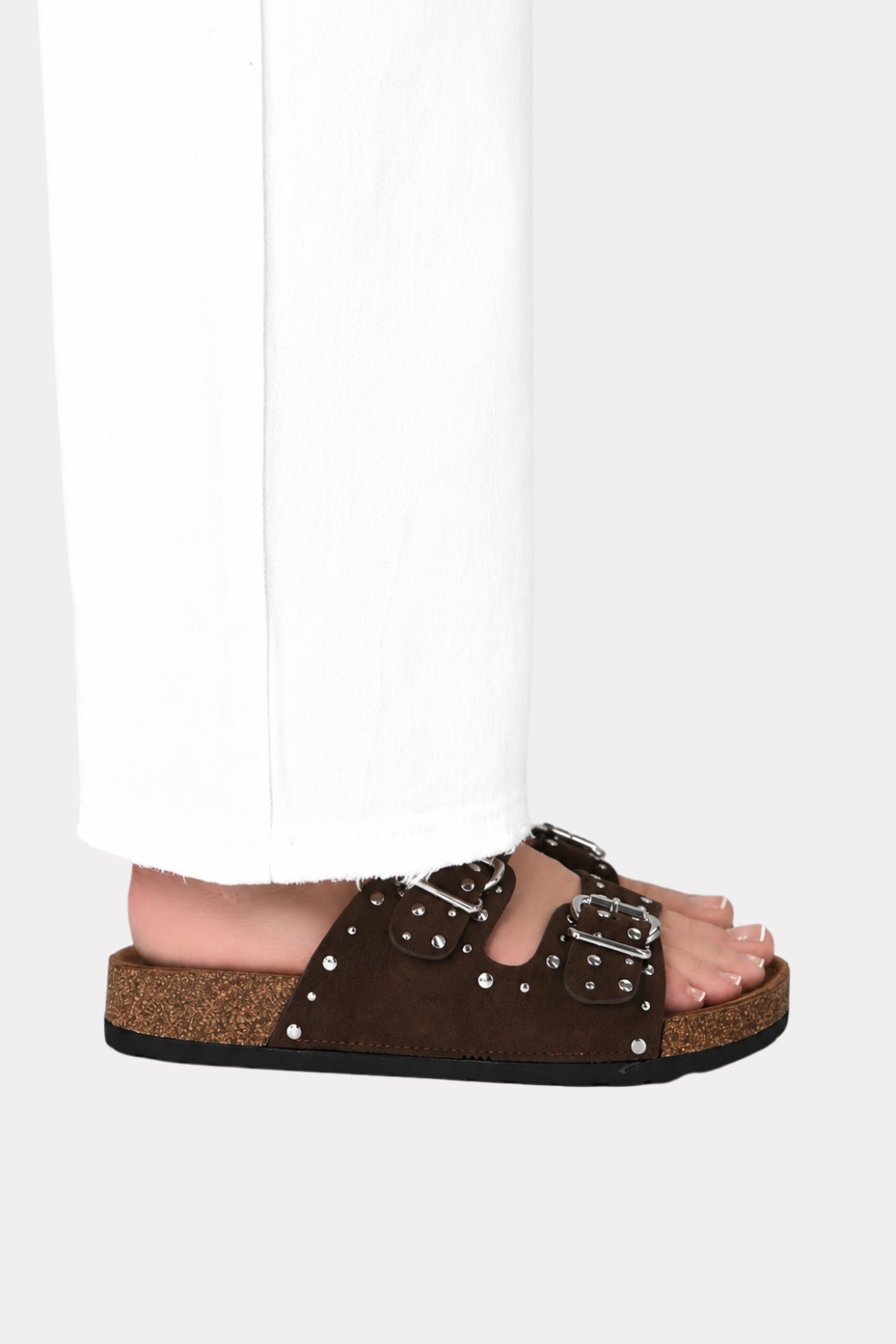 Quinty studded sandals - donker bruin - Fashiontiger 3