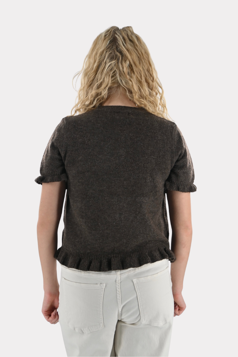 Ruffle knit top - bruin - Fashiontiger 3