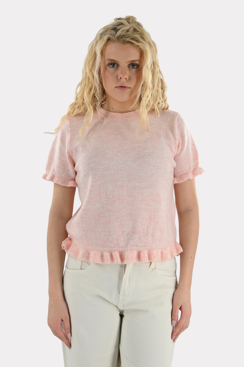 Ruffle knit top - roze - Fashiontiger 3