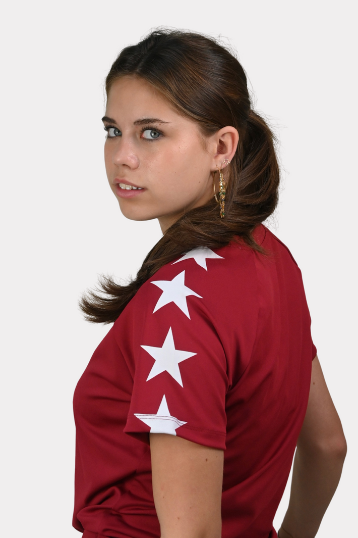 Starry sports shirt - bordeaux/wit - 1