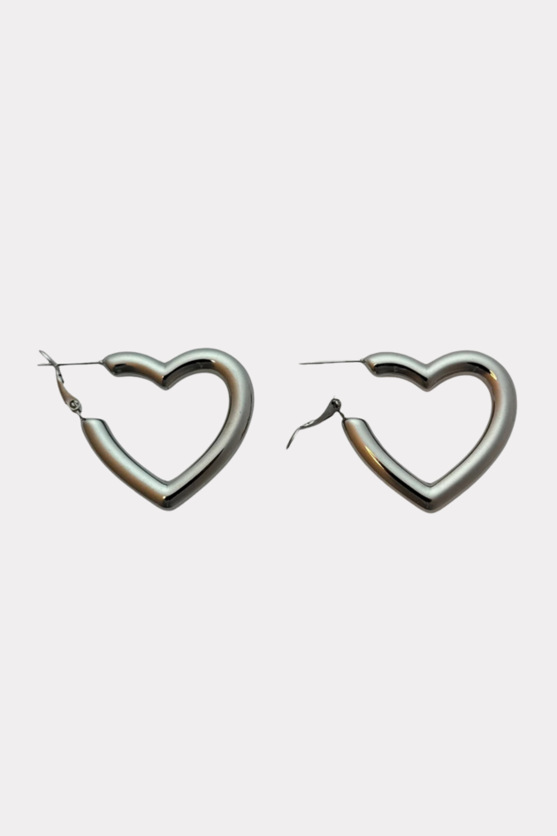 Statement heart hoops - zilver