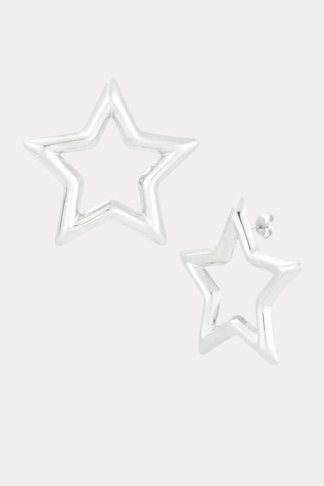 Statement star earrings silver fashiontiger