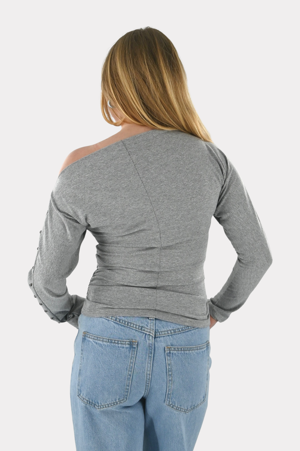 Studded longsleeve shirt - grijs - Fashiontiger 4