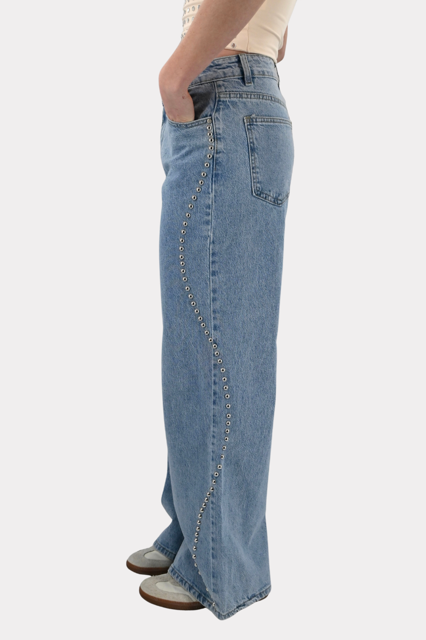 Studded wave jeans - blauw  - Fashiontiger 3