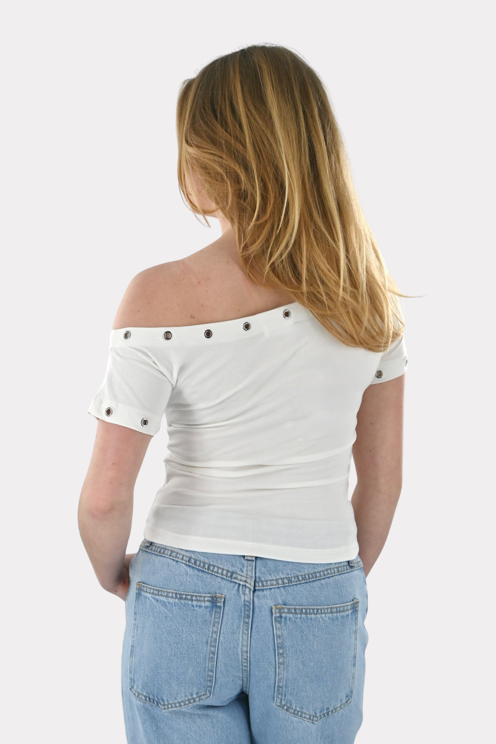 Studs off the shoulder shirt - wit