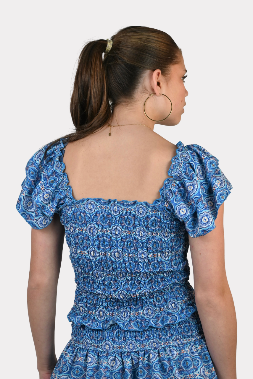 Tulum ruffle top blue 3