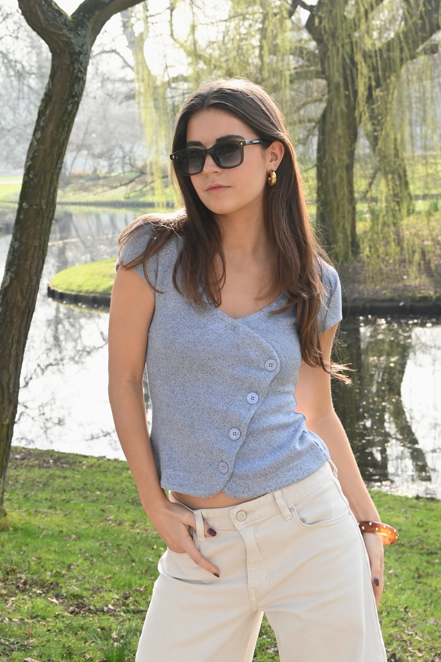 Wolly summer top - blauw - Fashiontiger 3