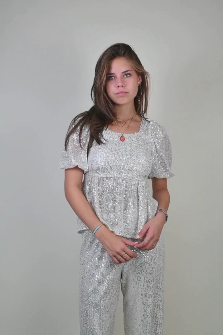 Video laden: Ivy blouse sparkle - champagne